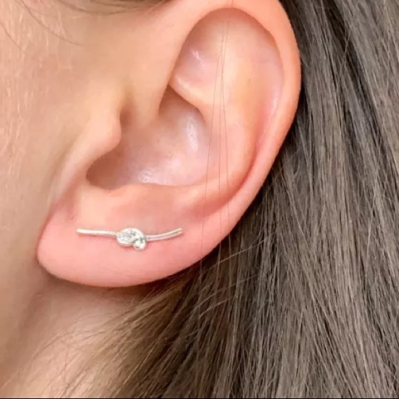 Gold Tone love Knot Ear Climber Sweep Earrings - Picture 4 of 4